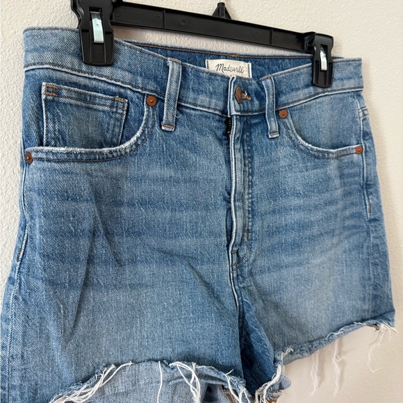 Madewell High Rise Light Blue Jean Shorts with Frayed Hem - Picture 5 of 6